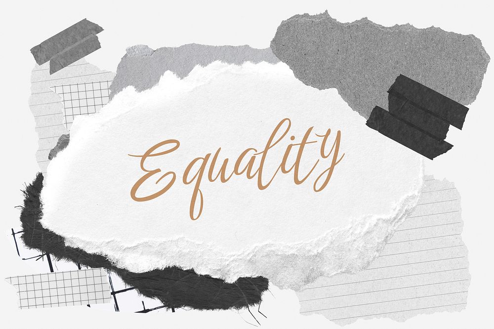 Equality word typography, aesthetic paper collage