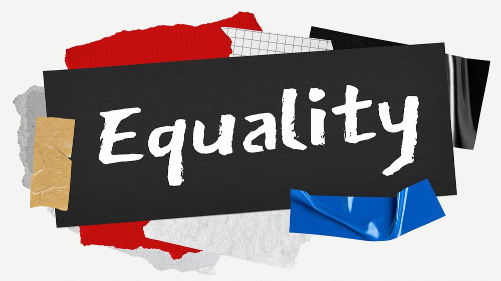 Equality word typography, aesthetic paper collage psd