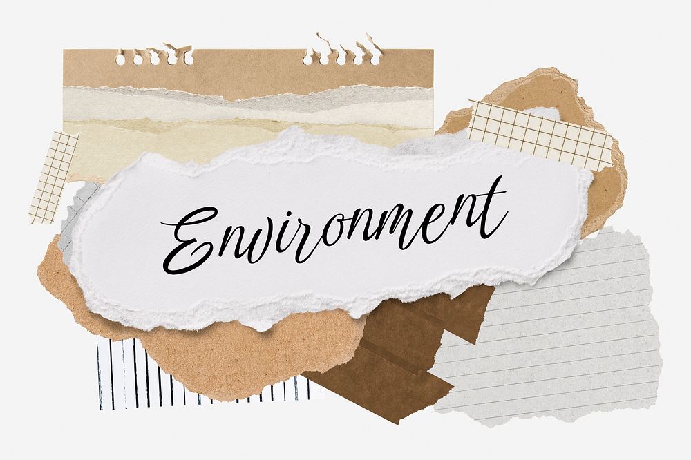 Environment word typography, aesthetic paper collage