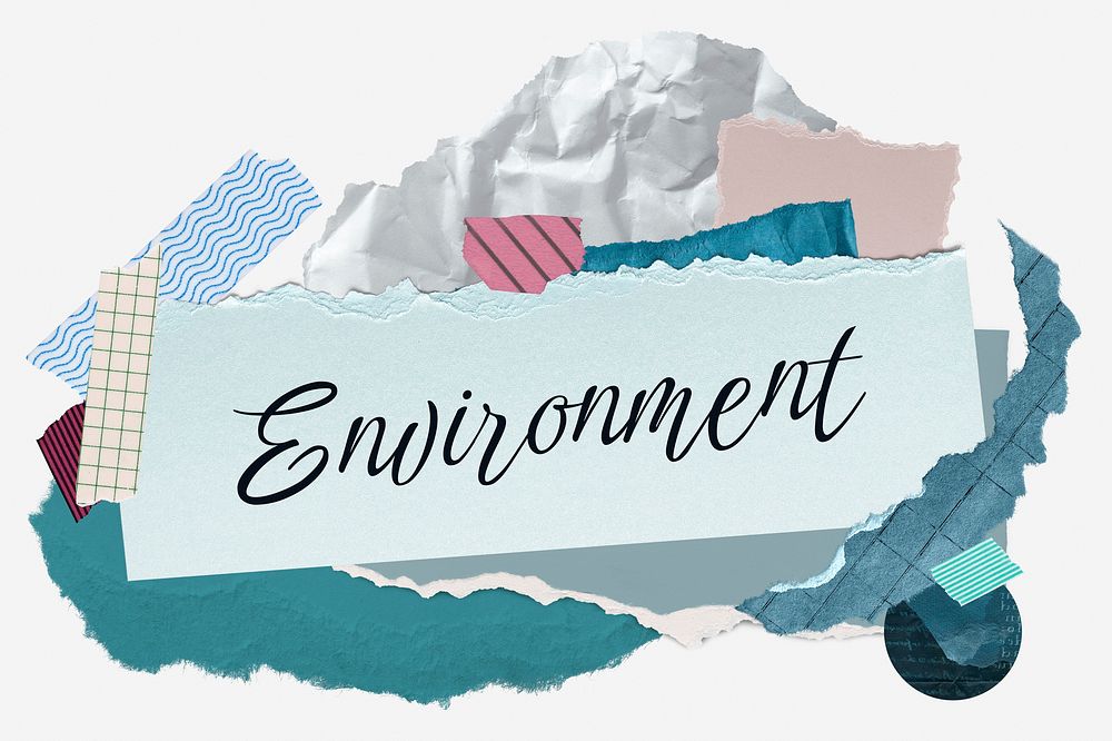 Environment word typography, aesthetic paper collage