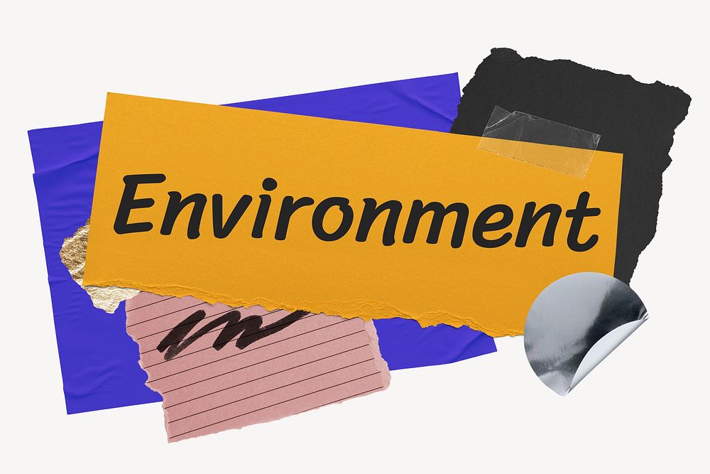 Environment word typography, aesthetic paper collage