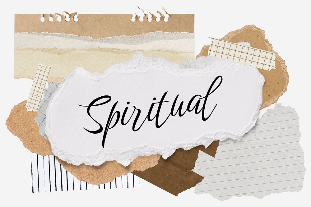 Spiritual word typography, aesthetic paper collage