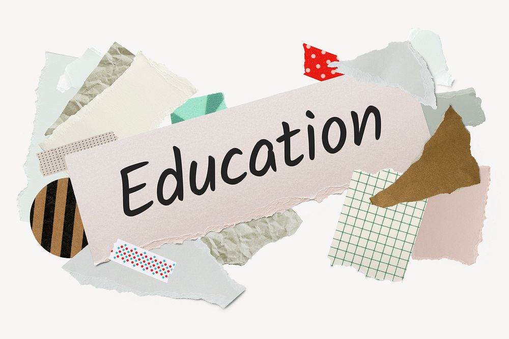 Education word typography, aesthetic paper collage