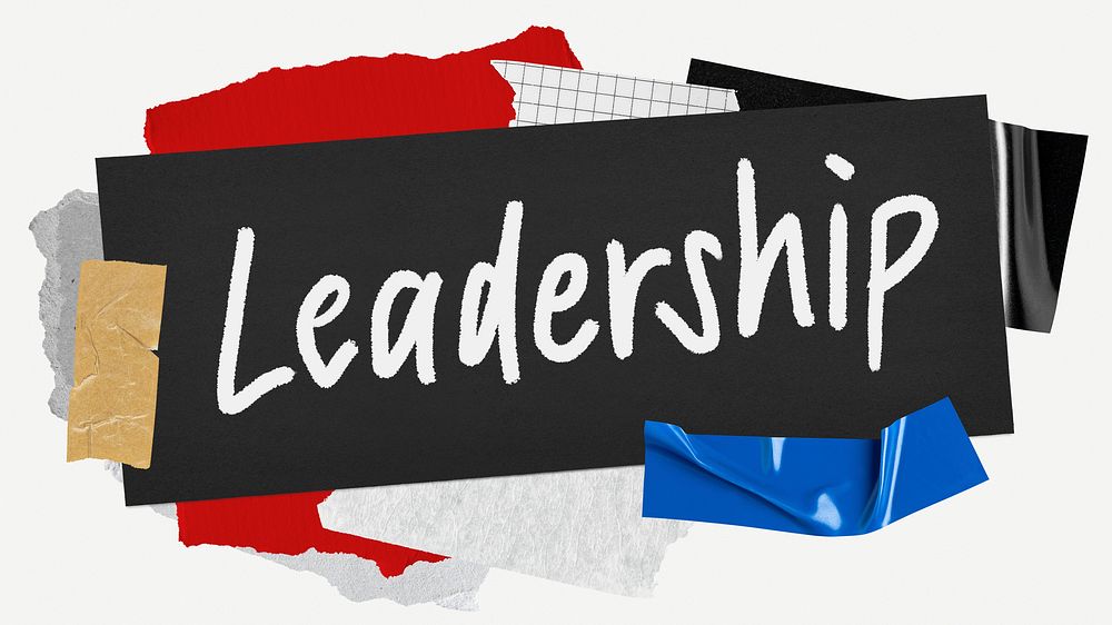 Leadership word typography, aesthetic paper collage psd