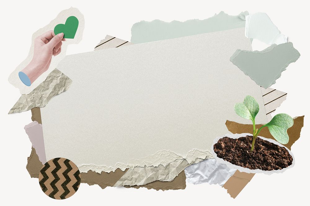 Aesthetic environment frame background, paper collage psd