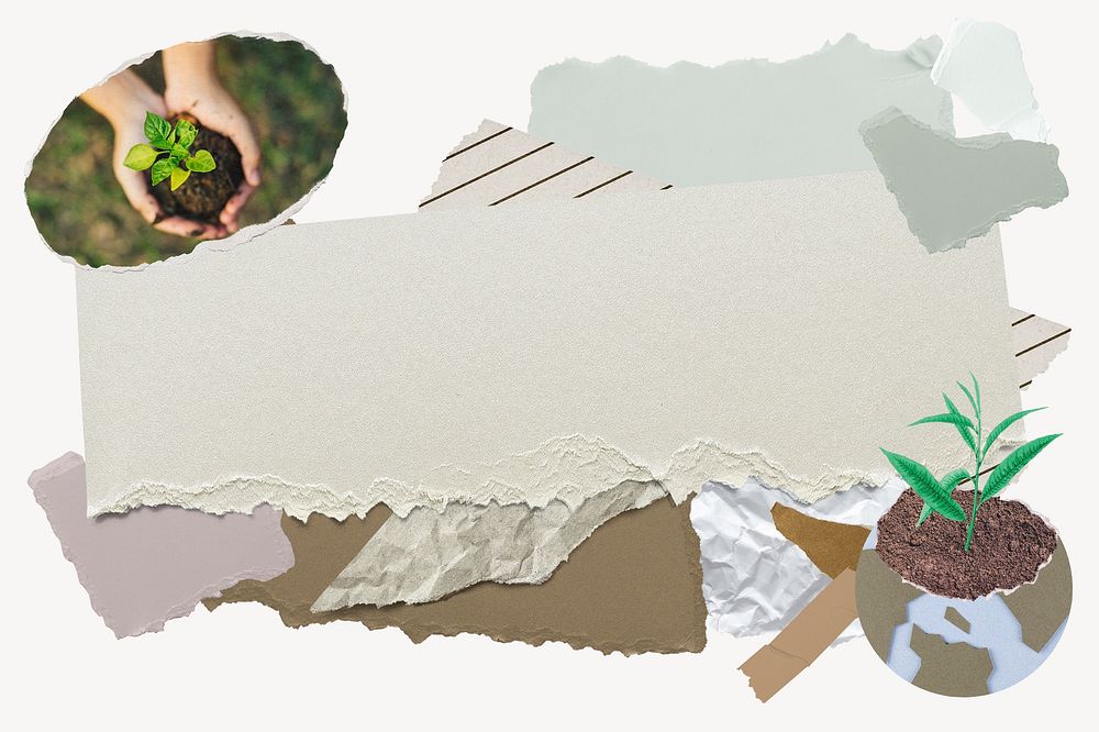 Aesthetic environment frame background, paper collage