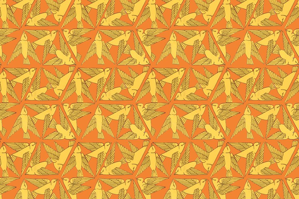 Triangle bird pattern background, vintage animal, Maurice Pillard Verneuil artwork remixed by rawpixel vector