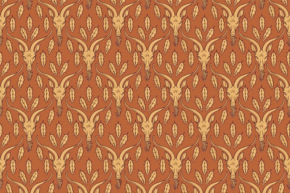 Brown goat pattern background, Maurice Pillard Verneuil artwork remixed by rawpixel vector