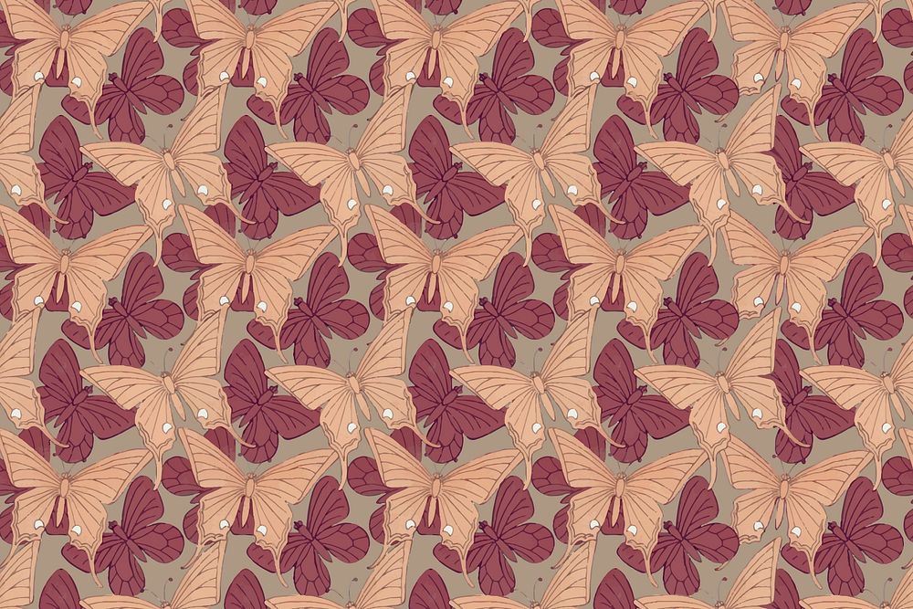 Exotic butterfly pattern background, vintage insect, famous artwork remixed by rawpixel vector