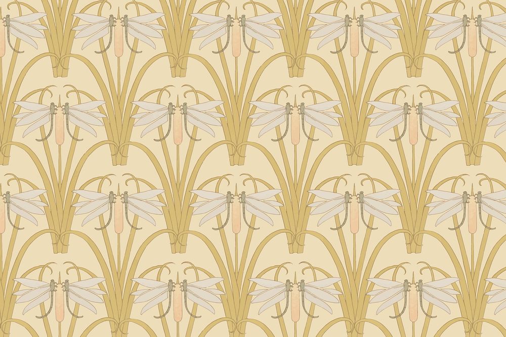 Maurice’s dragonfly pattern background, vintage insect, famous artwork remixed by rawpixel vector