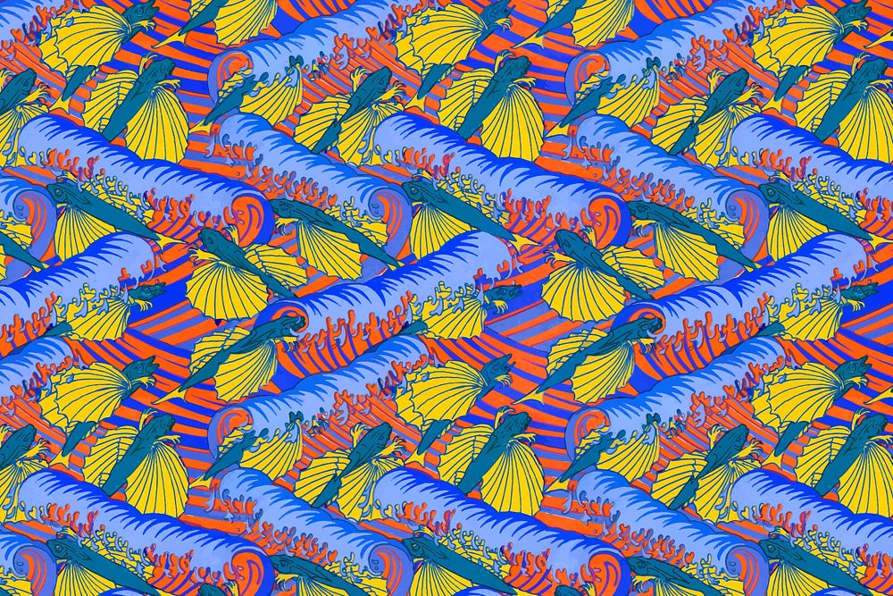 Maurice&rsquo;s ocean pattern background, fish illustration, artwork remixed by rawpixel vector