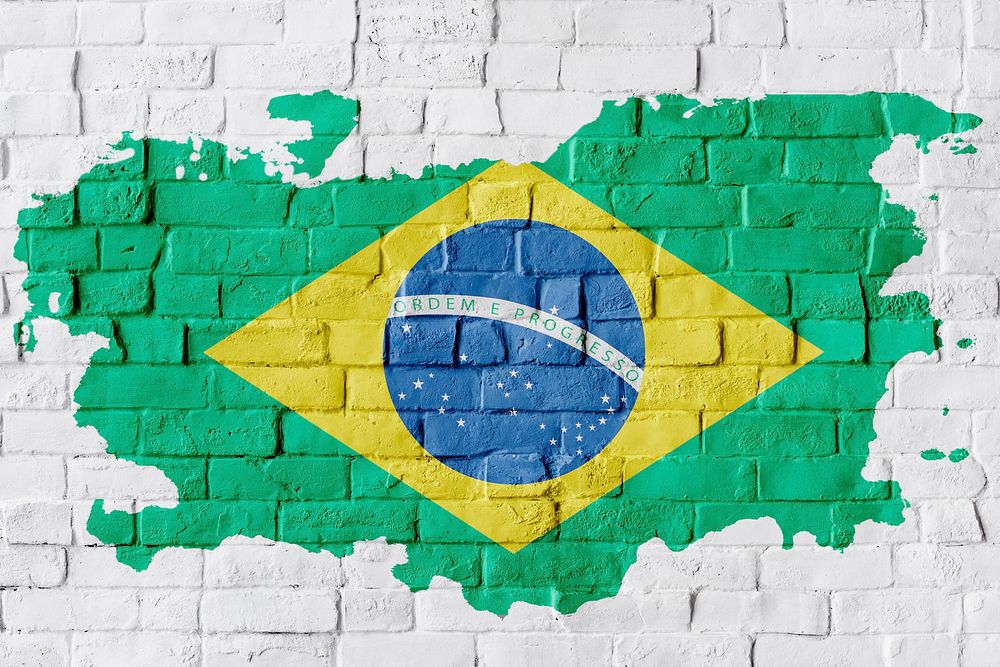 Brazilian flag brick wall graphic