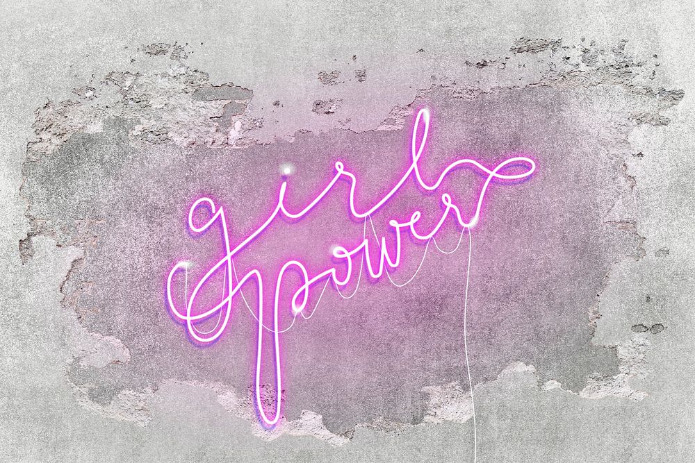 Girl power concrete wall graphic