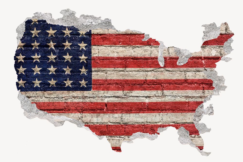 American flag brick wall graphic