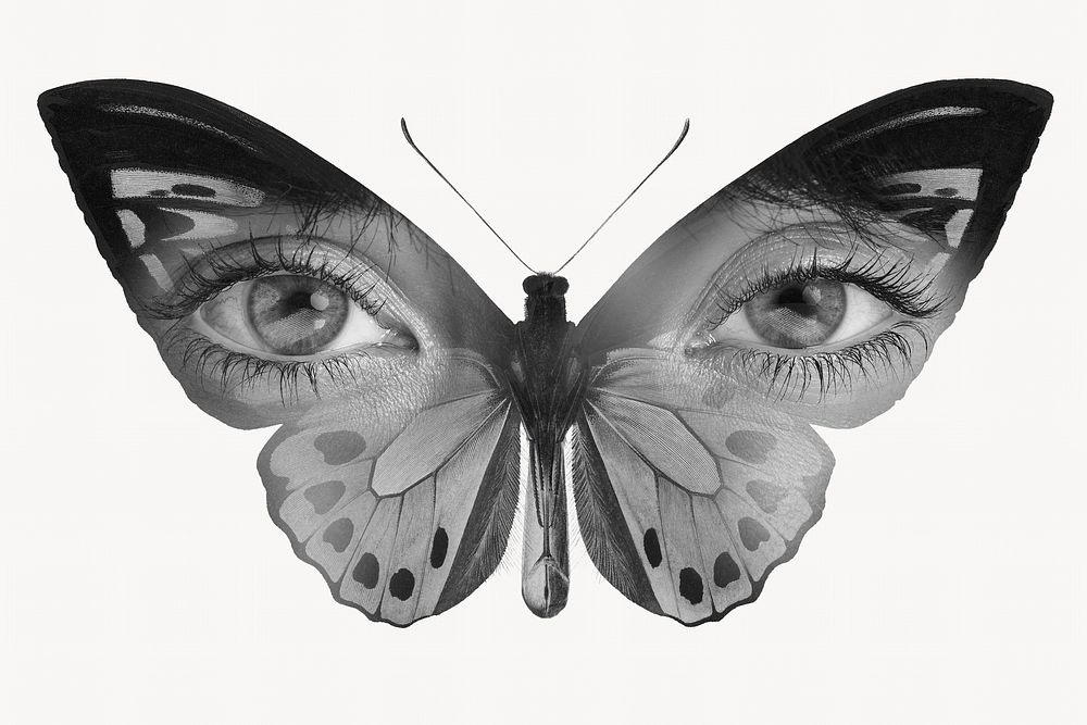 Surreal butterfly background, human eyes design