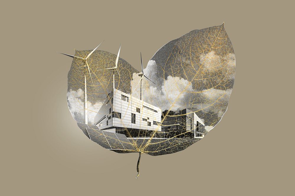 Air pollution collage element, leaf shape, environment remixed media design psd