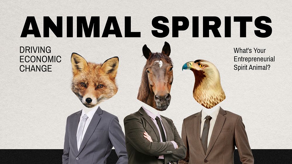 Animal spirits banner template, business remixed media vector