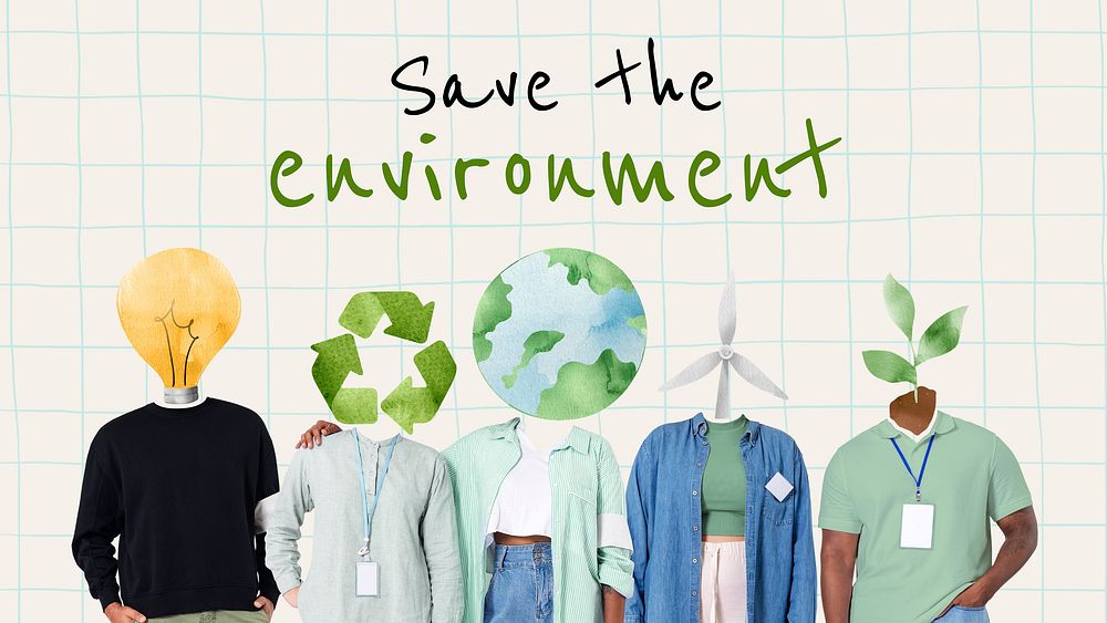 Environment banner template, save the world remixed media vector