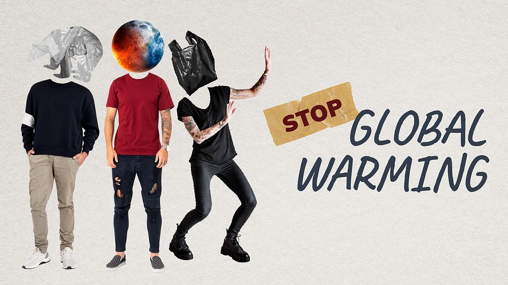 Stop global warming banner template, environment remixed media vector