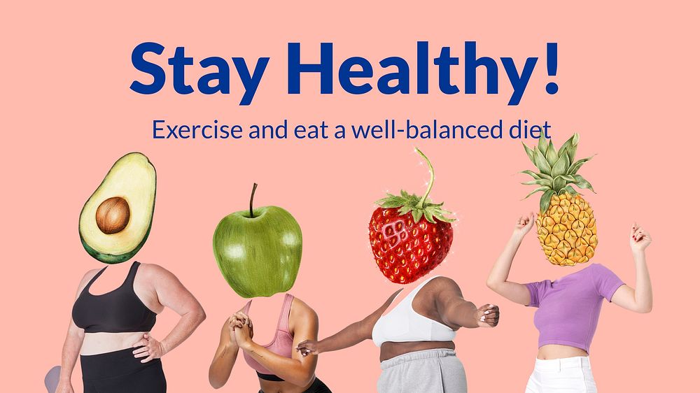 Stay healthy banner template, wellness remixed media vector