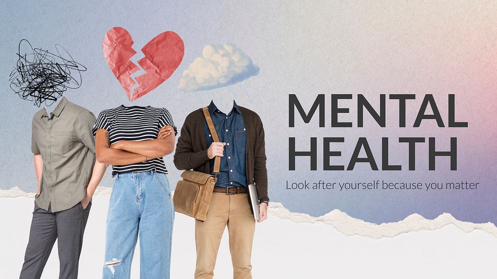 Mental health banner template, creative remixed media vector