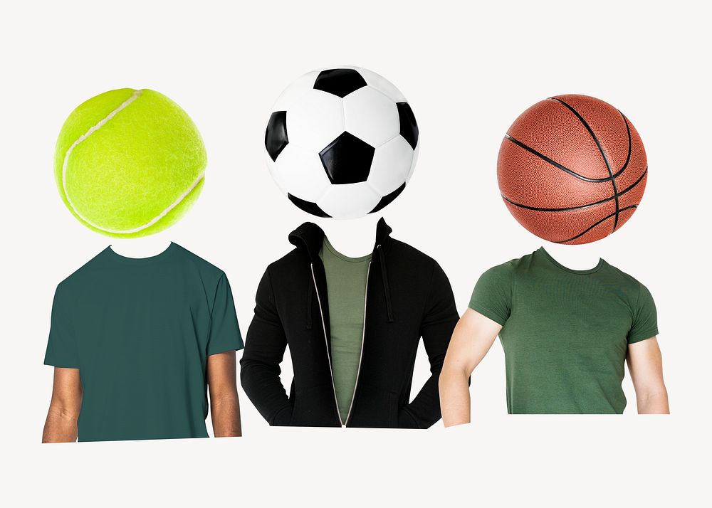 Sporty head men, remixed media psd