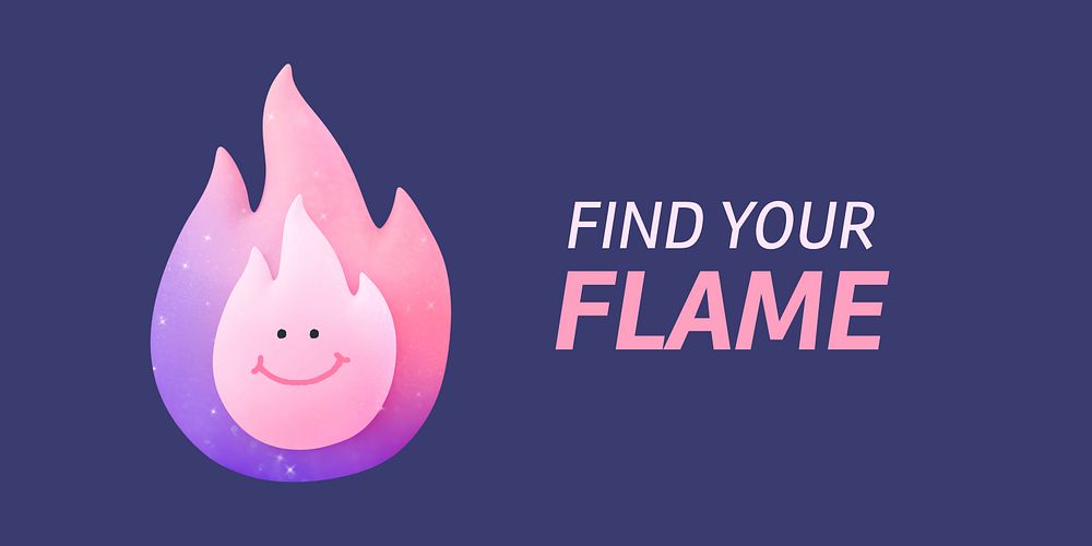 Aesthetic flame Twitter ad template, cute 3D illustration vector