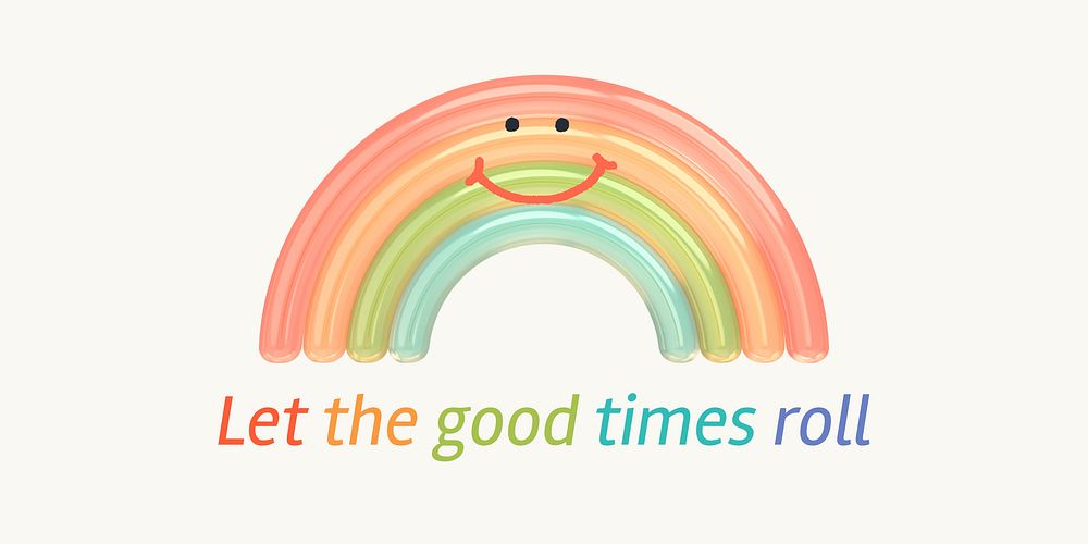 Rainbow aesthetic Twitter ad template, good times quote vector