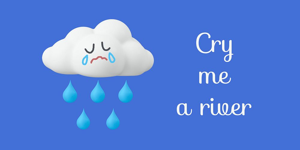 Crying cloud Twitter post template, sad quote vector