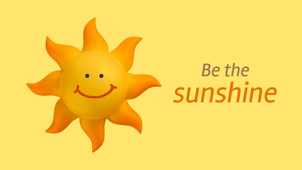 Be the sunshine presentation template, 3D illustration vector