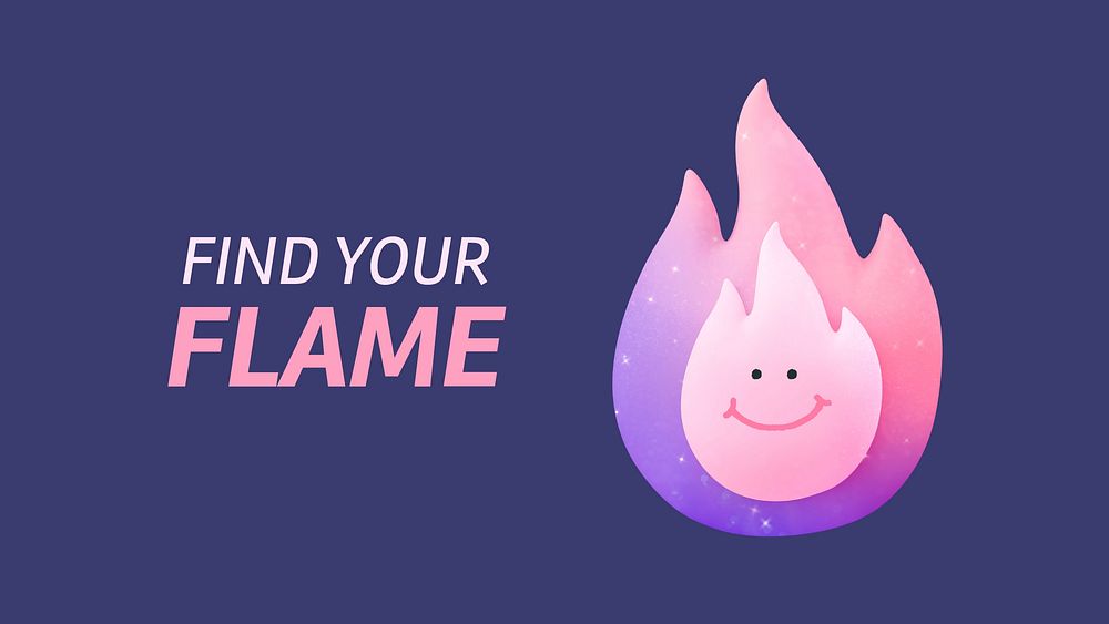 Find your flame banner template, cute 3D illustration vector