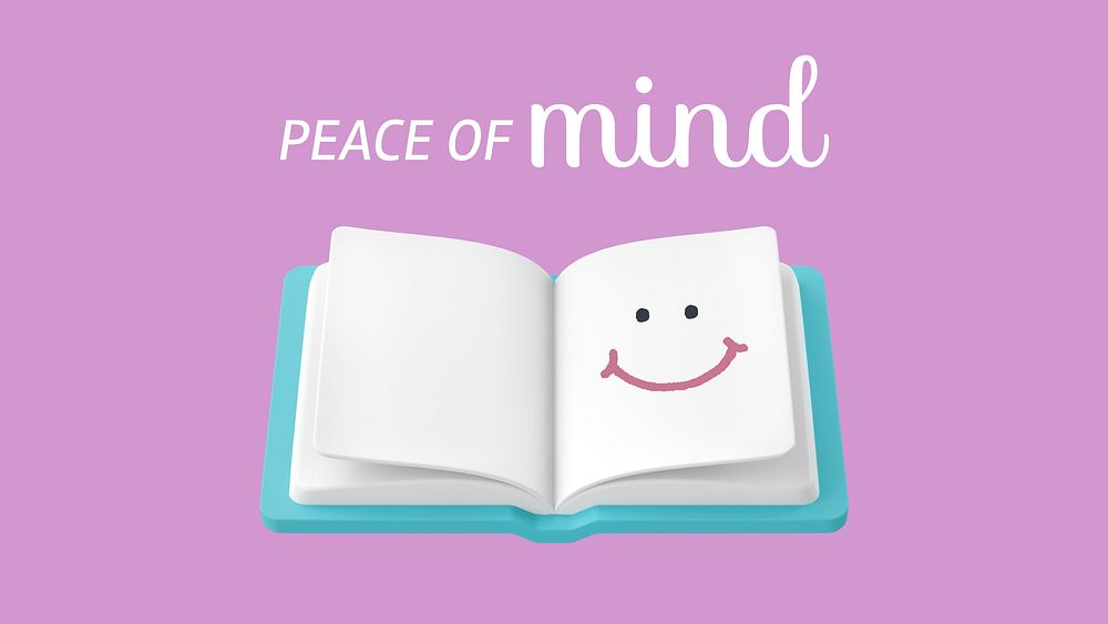 Peace of mind banner template, cute purple design vector