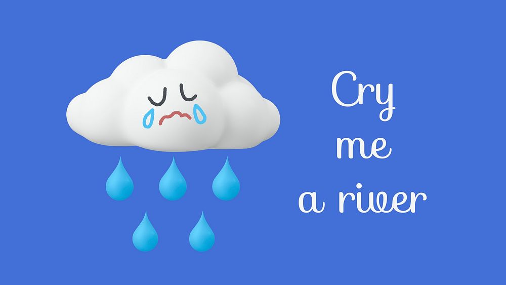 Crying cloud banner template, sad quote vector