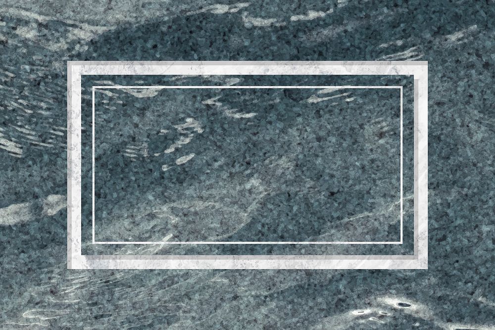 Rectangle frame on bluish gray marble textured background vector