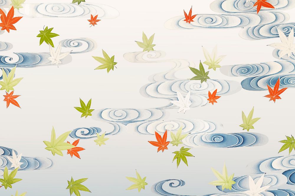 Maple leaves with swirls background vector