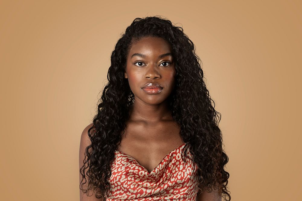 Beautiful black woman in a satin top 