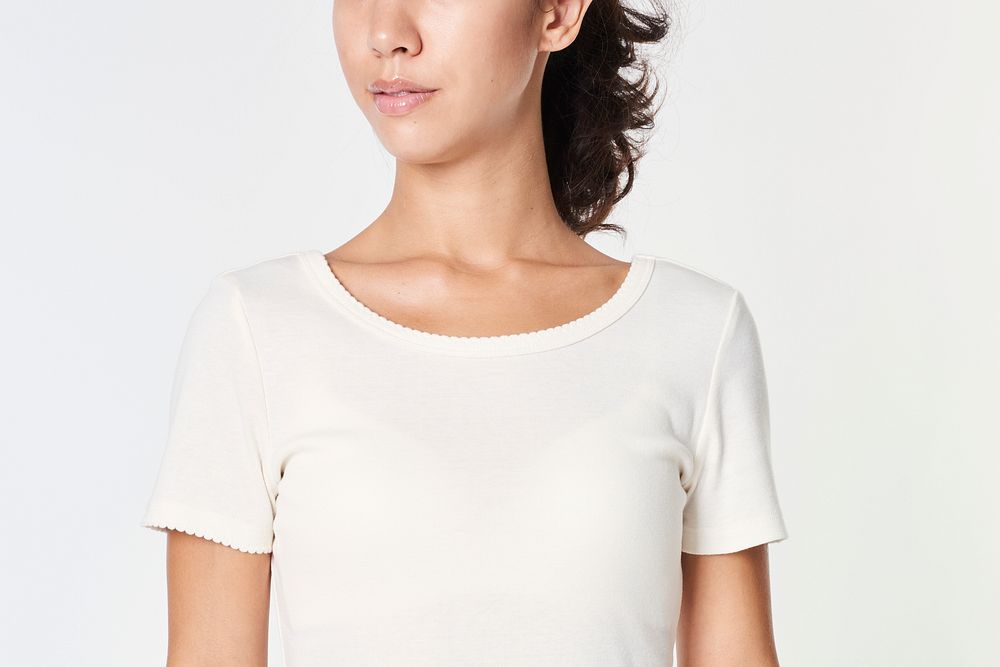 Woman in a white t-shirt 