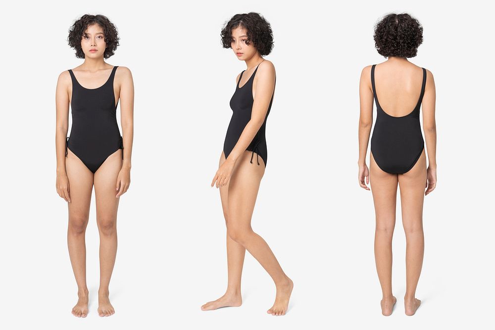 Woman in swimsuit mockup psd summer apparel full body set