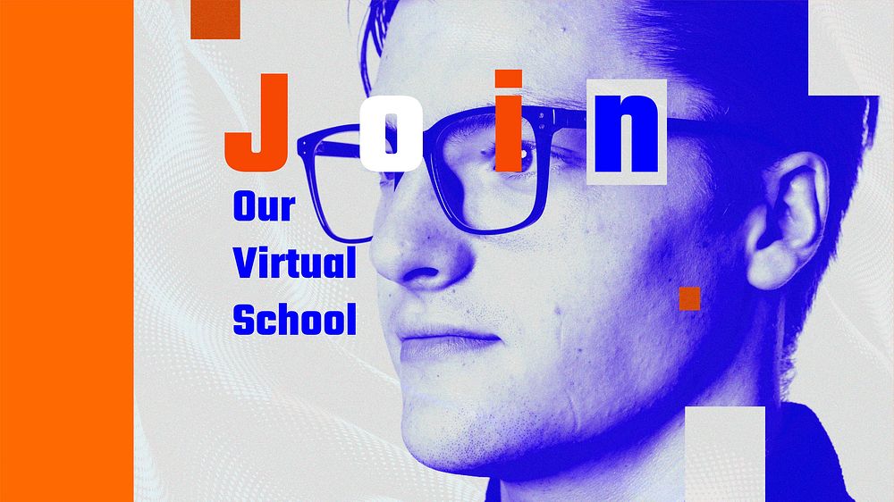 Virtual school template vector futuristic technology