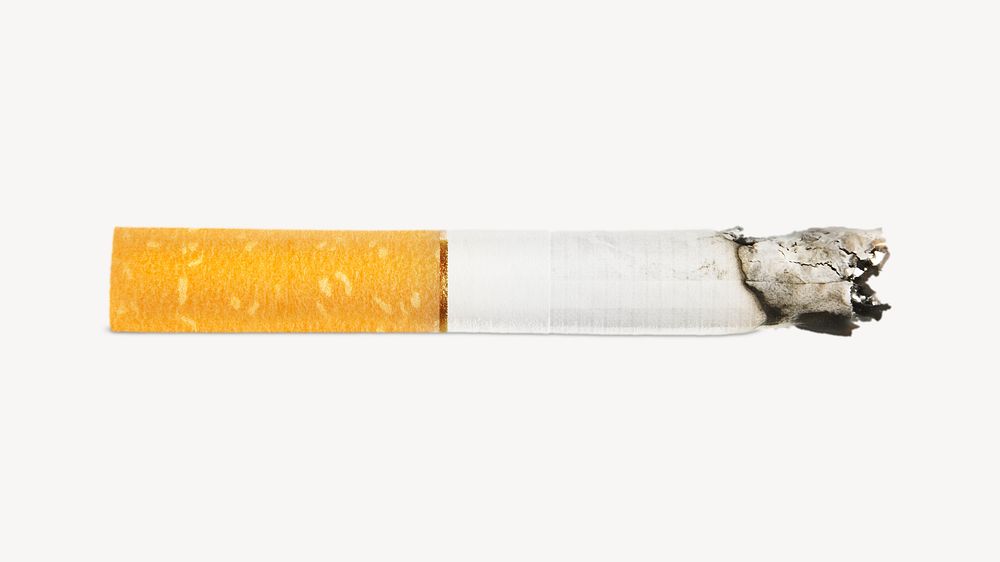 Cigarette sticker, burning smoke isolated image psd