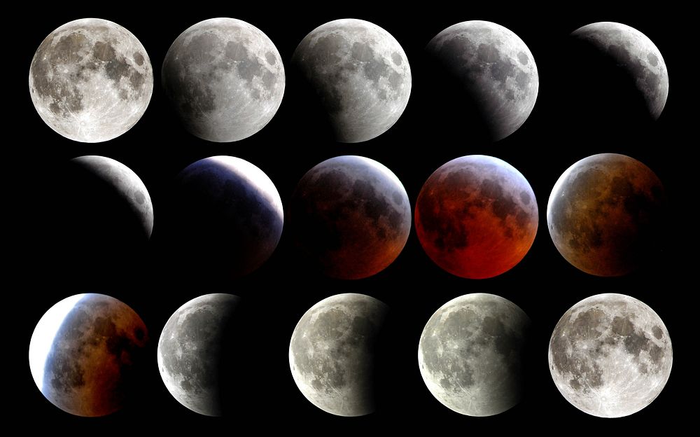 Free moon phases image, public domain night sky CC0 photo.