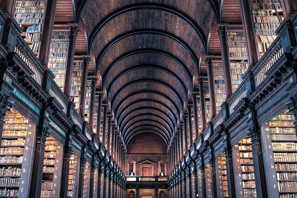Free old college library in Dublin photo, public domain building CC0 image.
