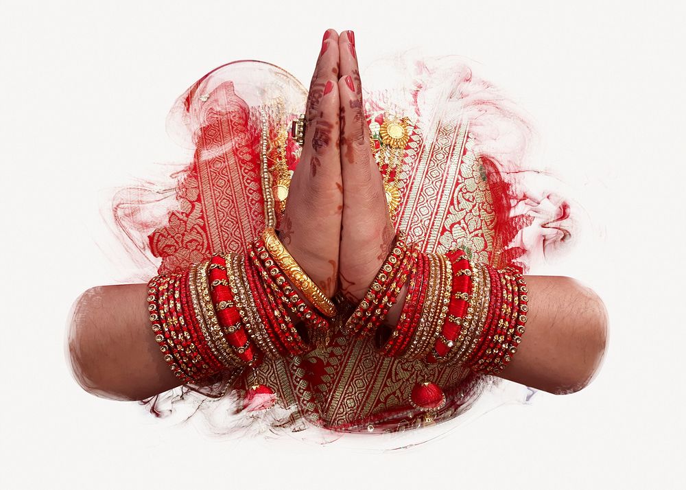Namaste hands image on white background
