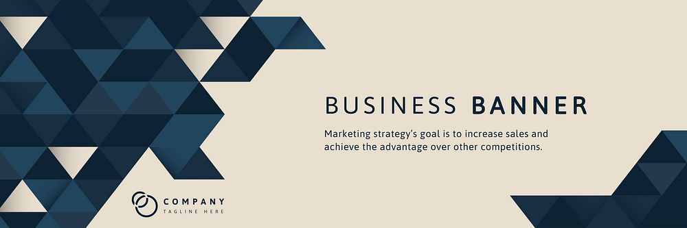Blue geometric pattern on beige business banner template vector