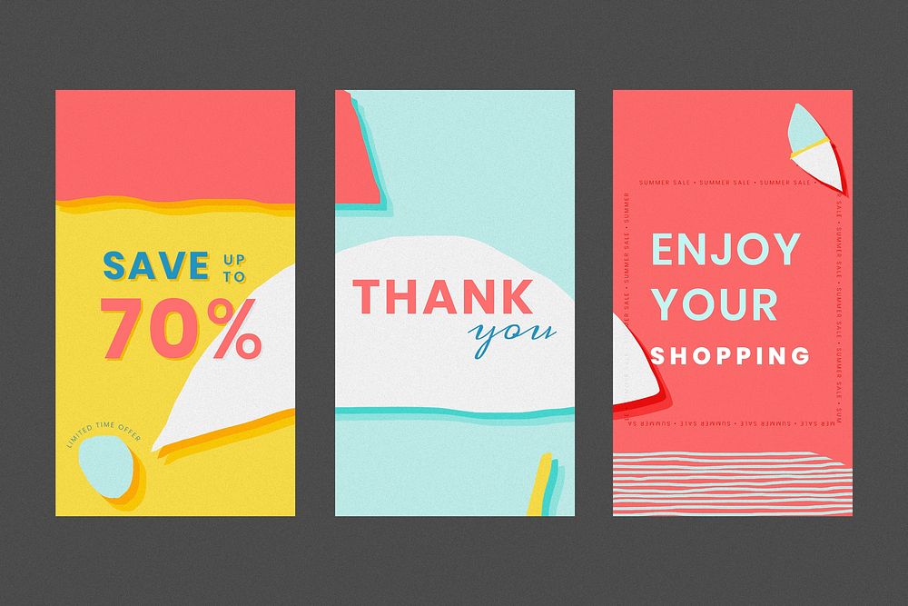 Online summer sale promotion template set vector