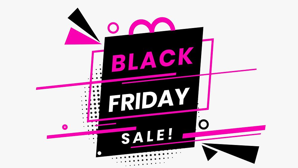 Black Friday Sale! vector pink bold font ad white poster