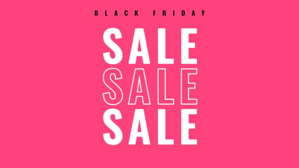 Glowing pink SALE vector Black Friday promotional poster template