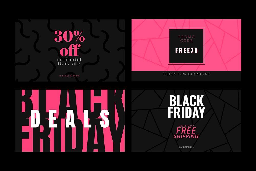 Black Friday vector pink bold text sale promotion collection