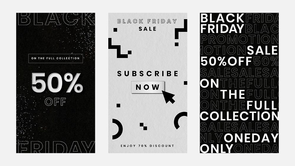 50% off Black Friday vector sale promotional banner set