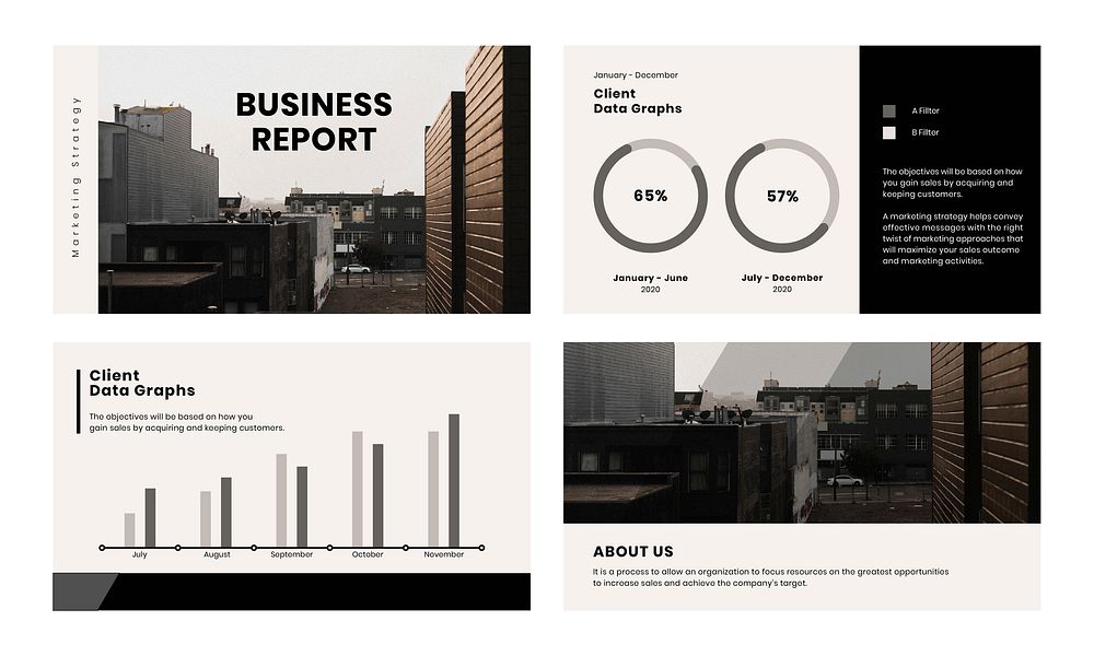 Business report vector presentation editable template set